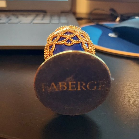 Rare French Faberge Lapis Lazuli ruby Cabochon egg with clock - Picture 3 of 3